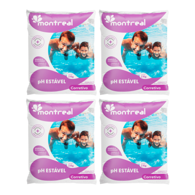 Kit 4 pH Estável Montreal 2kg Aumenta Alcalinidade pH Certo