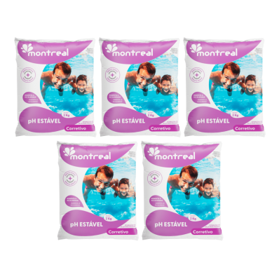 Kit 5 pH Estável Montreal 2kg Aumenta Alcalinidade pH Certo