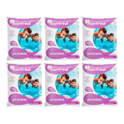 Kit 6 pH Estável Montreal 2kg Aumenta Alcalinidade pH Certo