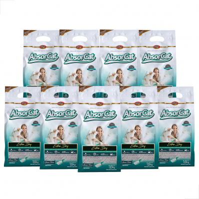 KIT 9 UN Granulado Higienico p Gatos Absorcat Extra Dry Fino 1,6k