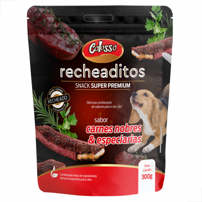 Petiscos Caes Recheaditos Colosso Sabor Papaia e Linhaca 65g