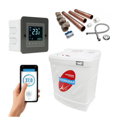 Sauna 12kw Bifásica + Quadro Touch Wi-Fi + Instalação Cobre