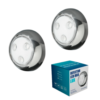 2 Refletor LED RGB Aço Inox 316 LUX 12W c/cabo 10m - Fluidra