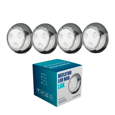 4 Refletor LED RGB Aço Inox 316 LUX 12W c/cabo 10m - Fluidra