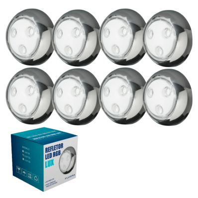 8 Refletor LED RGB Aço Inox 316 LUX 12W c/cabo 10m - Fluidra