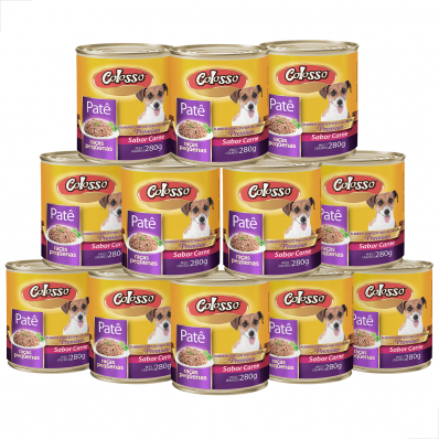 Pate Colosso Premium Caes Racas Pequenas Sab Carne 12Un 280g