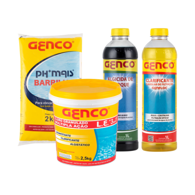 Kit Genco Cloro L.E 2,5kg Choque 1L Genfloc 1L Ph Mais 2kg