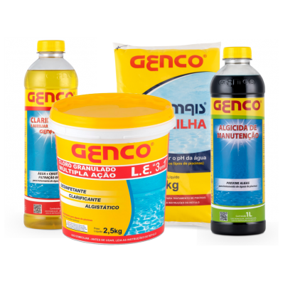 Kit Genco Genfloc Manutenção 1L Cloro Puro 2,5kg PhMais 2kg