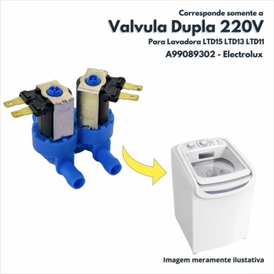 VALVULA DUPLA ELECTROLUX 220V ORIGINAL A99089302 LTD11 LTD13 LTD15