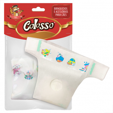 Fralda para Pets Colosso Descartável em TNT com Absorvente 5 Unidades Tam G