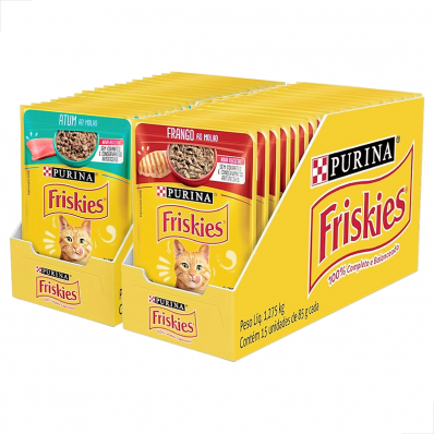 Kit 30 Un Friskie Alim Umido Gatos Atum e Frago ao Molho 85g