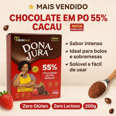 Chocolate em Pó 55% Dona Jura 200g - Cacau Foods