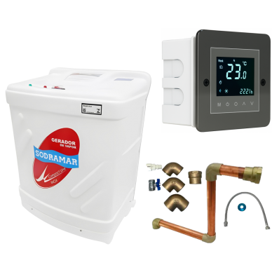 Sauna Gerador Vapor 6kw Bif. CL Touch Wi-Fi Instalação Cobre