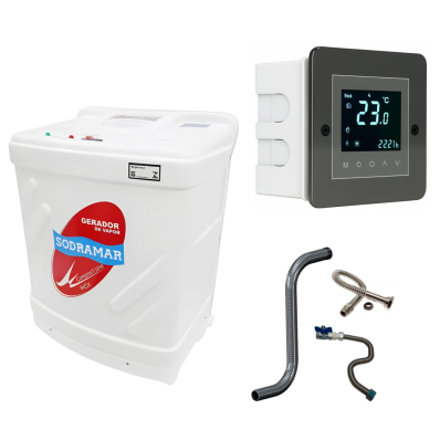 Sauna Gerador Vapor 12kw Bif. CL Touch Wi-Fi Instalação Inox