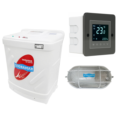 Sauna Gerador Vapor 12kw Bif CL Comando Touch WiFi Luminária