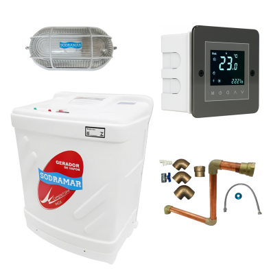 Sauna GV 12kw Bif. CL Touch Wi-Fi Instalação Cobre Luminária