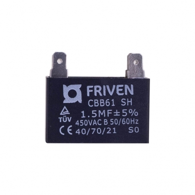 CAPACITOR DE PARTIDA 1,5UF 450V CBB61 QUADRADO FRIVEN 