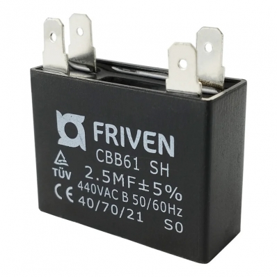 CAPACITOR DE PARTIDA 2,5UF 440V CBB61 QUADRADO FRIVEN