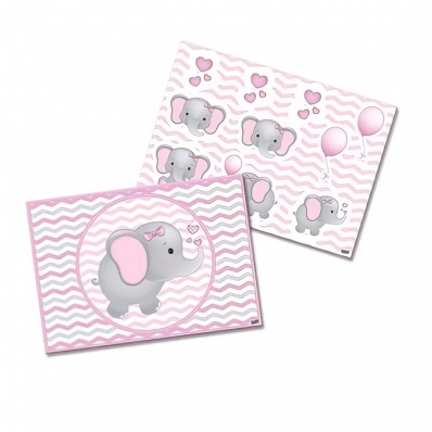 Kit Decorativo Elefantinha Rosa 11un