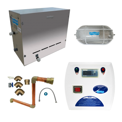 Sauna Steam 12kw Até 18m³ + Digital + Luminária + Kit Cobre