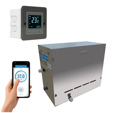 Sauna GV Steam Inox 12kw Indoor Até 18m³ + Comando Touch B