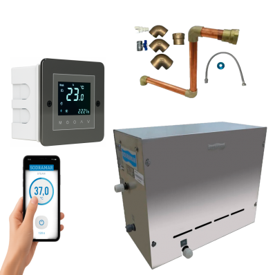 Sauna Steam Inox 9kw Indoor Até 10m³ Touch Wi-Fi Inst. Cobre