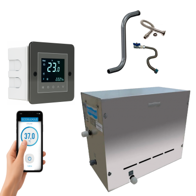 Sauna Steam Inox 6kw Indoor Até 6m³ Touch Wi-Fi Inst. Inox