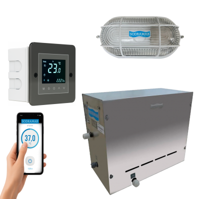 Sauna GV Steam Inox 6kw Indoor Até 6m³ Touch Wi-Fi Luminária