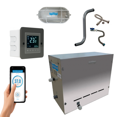 Sauna Steam Inox 6kw Até 6m³ Touch WiFi Inst Inox Luminária