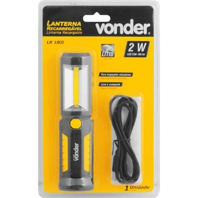 LANTERNA RECARREGAVEL 2W 3 LEDS LR180I VONDER 