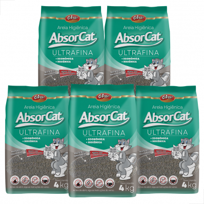 Areia Higienica p/ Gatos Absorcat Colosso Ultrafina 4 kg 5 U