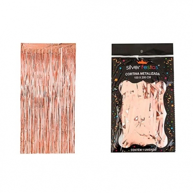 Cortina Metalizada Rose Gold 100x200cm