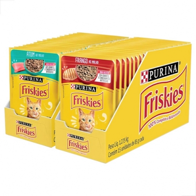 Kit 30 Un Friskies Alim Umido Gatos Atum E Frango 85g