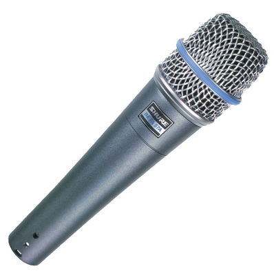 Microfone Instrumental Shure Beta 57A com Fio Cinza/Prata