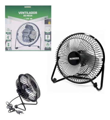 Ventilador De Mesa Forte Metal Portátil Preto Mini Usb 4 Pás