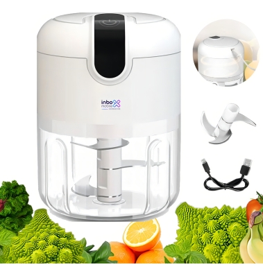 Mini Processador Elétrico Alho Cebola Alimentos Recarregável Inboxmobile