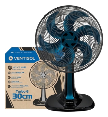 Ventilador Osc Mesa Turbo 30cm Azul Ventisol Cor da estrutura Preto