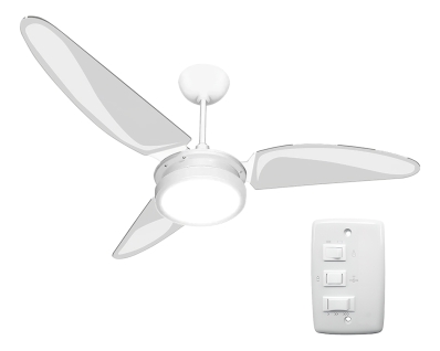 Ventilador De Teto Resistente A Maresia Pás De Policarbonato Branco/Transparente Led 3000k Maris Beltempo