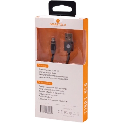 Cabo Magnetico Smartzla USB 2.0 para Micro-USB SAT-C005 (1 Metro) - Preto