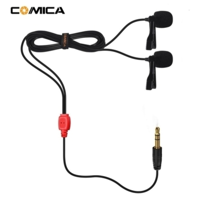Microfone Comica Lapela CVM-D02R Duplo Cabo 4.5MTS