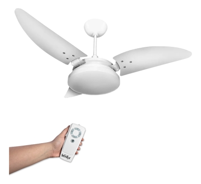 Ventilador De Teto Nina Branco Com Controle Remoto Compatível Com Alexa