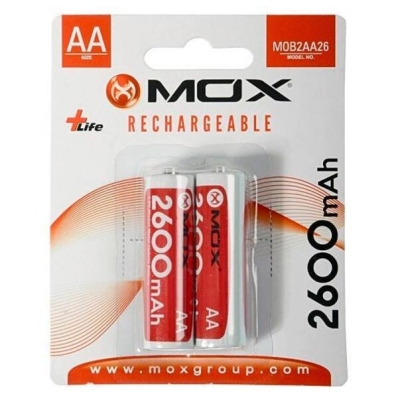 Pilha Mox AA Recarregavel 2600MAH MOB2AA26 (2 Unidades)