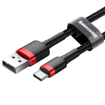 Cabo USB-A A USB-C Baseus Cafule - Preto/Vermelho 50 CM (CATKLF-A091)