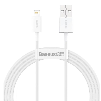 Cabo USB-A A Lightning Baseus CALYS-B02 Superior 2.4A - Branco 1.5 Metros