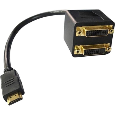 Cabo Adaptador HLD HDMI para 2X DVI-I Femea