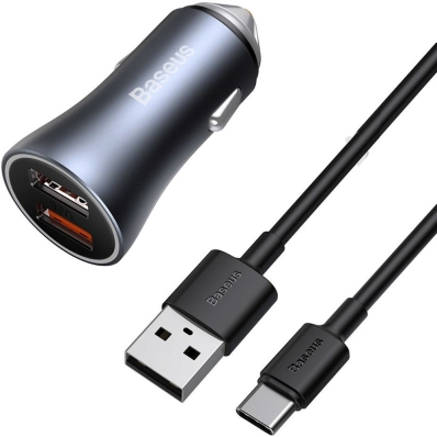 Carregador Veicular Baseus TZCCJD-A0G Dual USB 40W Cinza