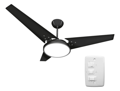 Ventilador De Teto Pá Mdf Preto Led 3000k Maya Beltempo Diâmetro 1.17 m Frequência 60Hz Quantidade de pás 3