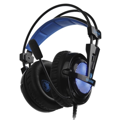Fone de Ouvido Gamer Sades Locust Plus SA-904 7.1 RGB - Preto/Azul