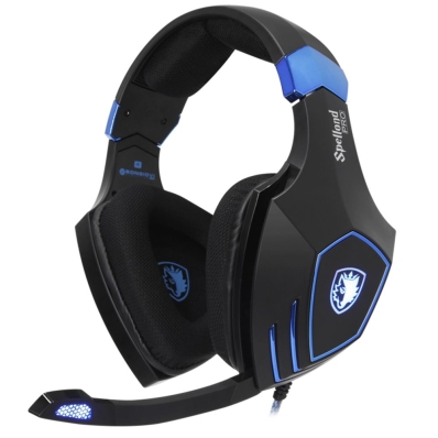 Fone de Ouvido Gamer Sades Spellond Pro Audio BY Bongiovi DPS - Preto/Azul
