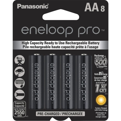 Pilha Recarregavel Panasonic Eneloop Pro AA 2600 Mah BK-3HCCA8BA - 8 Unidades